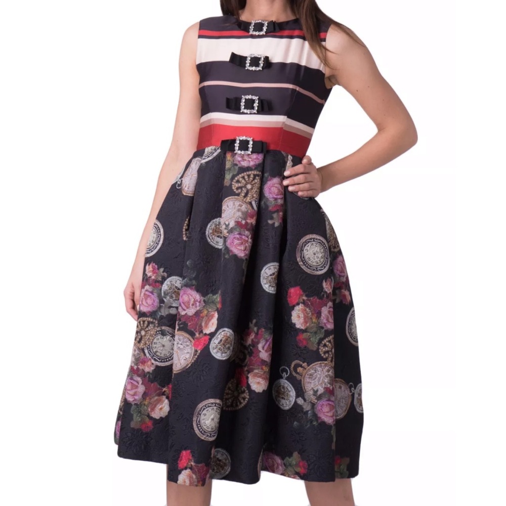 NORA BARTH Satin Pouf Jacquard Embellished Dress